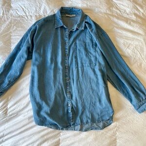 LOFT Light Blue Denim Oversized Button-Up Shirt - Size Medium